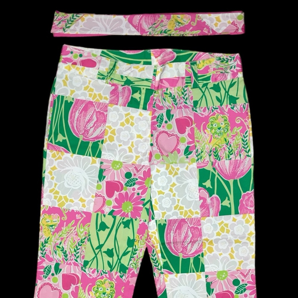 Lilly Pulitzer Cropped Capri Clam Diggers Pants With Belt. Preppy. Size 4. New.